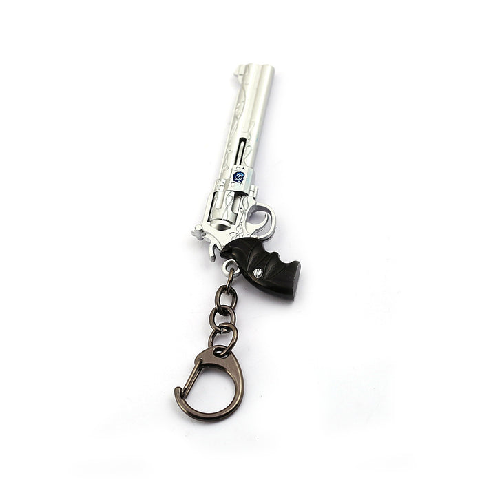 Wholesale Keychain Weapon Scream Double Gun Azure Blue Rose Pistol Model JDC-KC-DIJ002