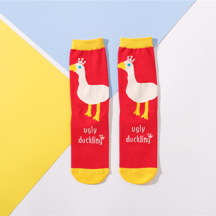 Wholesale spring and summer cartoon pattern straight tube socks cute personality trendy socks JDC-SK-CYu015