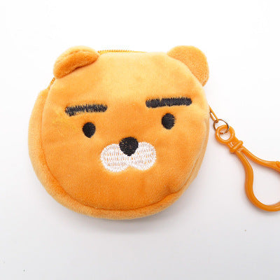 Wholesale cartoon embroidered plush coin purse with hook JDC-WT-YueC004