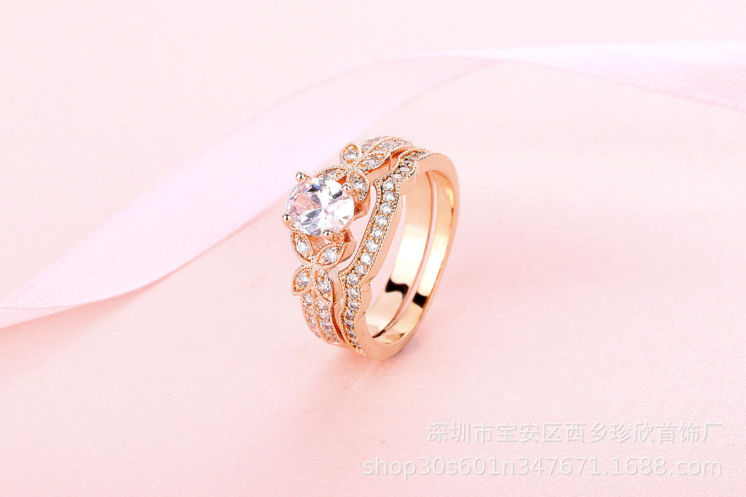 Wholesale Ring Cupronickel Micro Paved Zircon Engagement Ring JDC-RS-ZhenX005