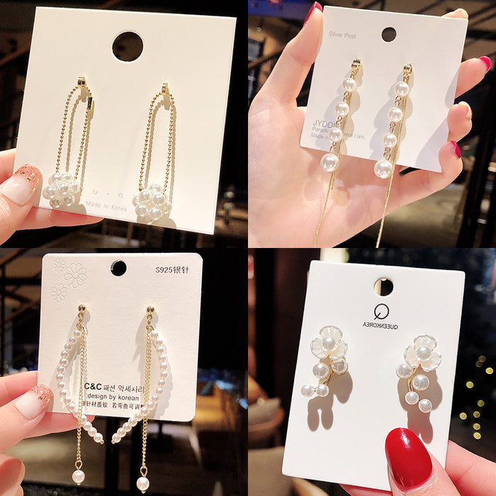 Wholesale Earrings S925 Silver Needle Flower Pearls JDC-ES-HanJ004