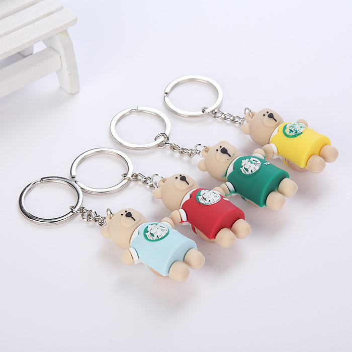 Wholesale PVC Soft Adhesive Cute Bear Keychain Pendant MOQ≥2 JDC-KC-WenJ002