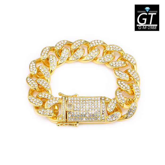 Wholesale Simple Fashion Full Diamond Cuban Bracelet JDC-BT-YunJ008