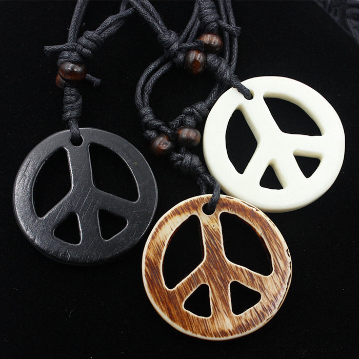 Wholesale Vintage Resin Logo Necklace Handcrafted Peace Charm Necklace MOQ≥3 JDC-NE-Shangd008