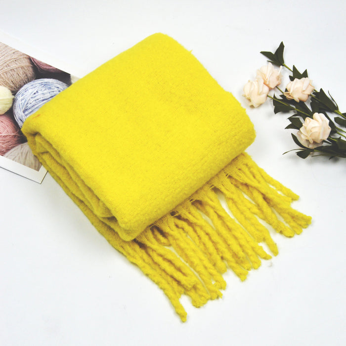 Wholesale Scarf Polyester Solid Color Mohair Imitation Cashmere Shawl MOQ≥2 JDC-SF-Jinhe006