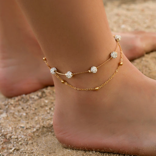 Jewelry WholesaleWholesale Copper Crystal Ball Anklet JDC-AS-D011 Anklet 晴雯 %variant_option1% %variant_option2% %variant_option3%  Factory Price JoyasDeChina Joyas De China