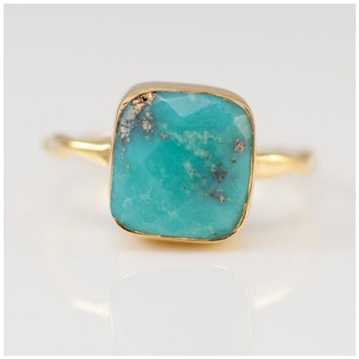 Anillo al por mayor Simple Turquoise Turquoise Ring de oro de 18K JDC-RS-Rongy012