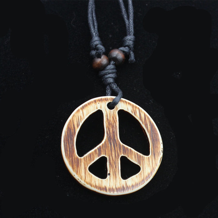Wholesale Vintage Resin Logo Necklace Handcrafted Peace Charm Necklace MOQ≥3 JDC-NE-Shangd008
