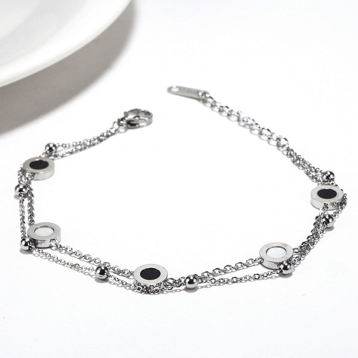 Wholesale Bracelet Alloy Double Layer Silver Titanium Steel Jewelry JDC-BT-YiN005