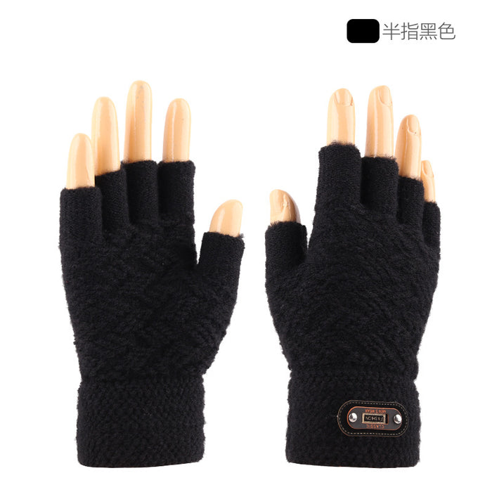 Wholesale Gloves Knitted Winter Thickened Warm Half Finger Touch Screen MOQ≥2 JDC-GS-LiR004