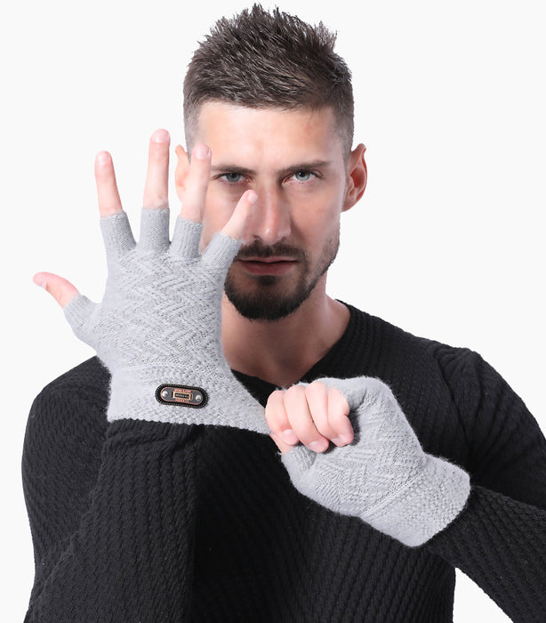 Wholesale Gloves Knitted Winter Thickened Warm Half Finger Touch Screen MOQ≥2 JDC-GS-LiR004