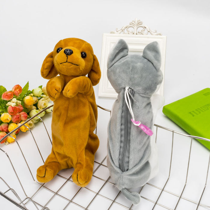 Wholesale Pen Bag Plush Toy Animal Dog Shaped Stationery Bag JDC-PC-WenJ002