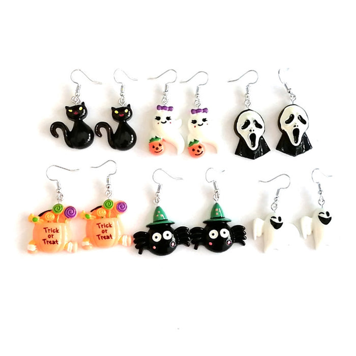 Wholesale Earrings Resin Halloween Skull Ghost Earrings JDC-ES-Xienuo003