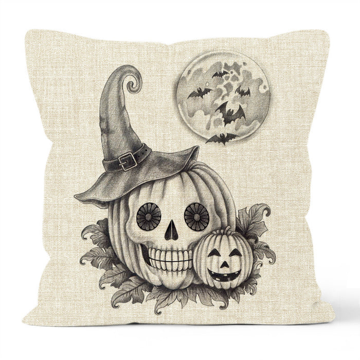 Wholesale Pillowcase Blended Halloween Collection Skull Pumpkin Print MOQ≥2 JDC-PW-Yifei004