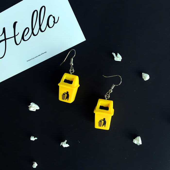 Wholesale Earrings Resin Funny Trash Can JDC-ES-ChTeng020