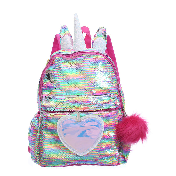 Wholesale cartoon backpack girl travel bag fur ball sequins JDC-BP-SMS003