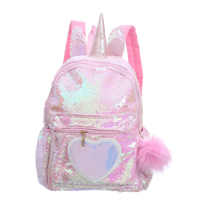 Wholesale cartoon backpack girl travel bag fur ball sequins JDC-BP-SMS003