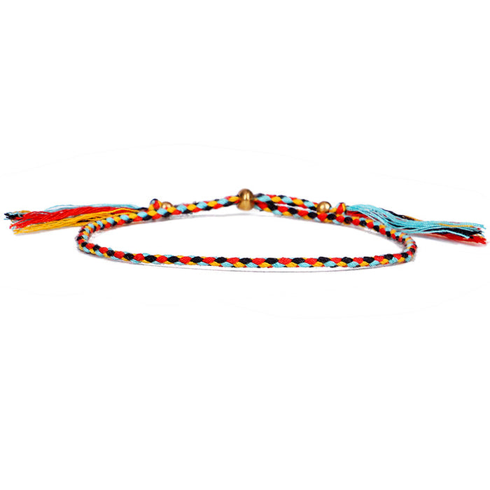 Wholesale hand rubbing bracelet Tibetan cotton rope copper beads tassel bracelet adjustable MOQ≥3 JDC-BT-QiuX018