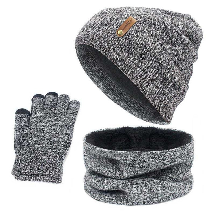 Wholesale Scarf Imitation Cashmere Hat Scarf Touch Screen Gloves Thickening Warm Three Piece Set JDC-SF-Kaip001