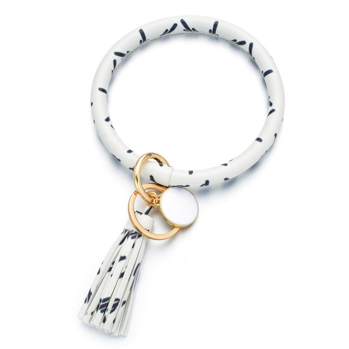 Wholesale PU Leather Flow Bracelet Wristlet keychain JDC-KC-ZheQ001