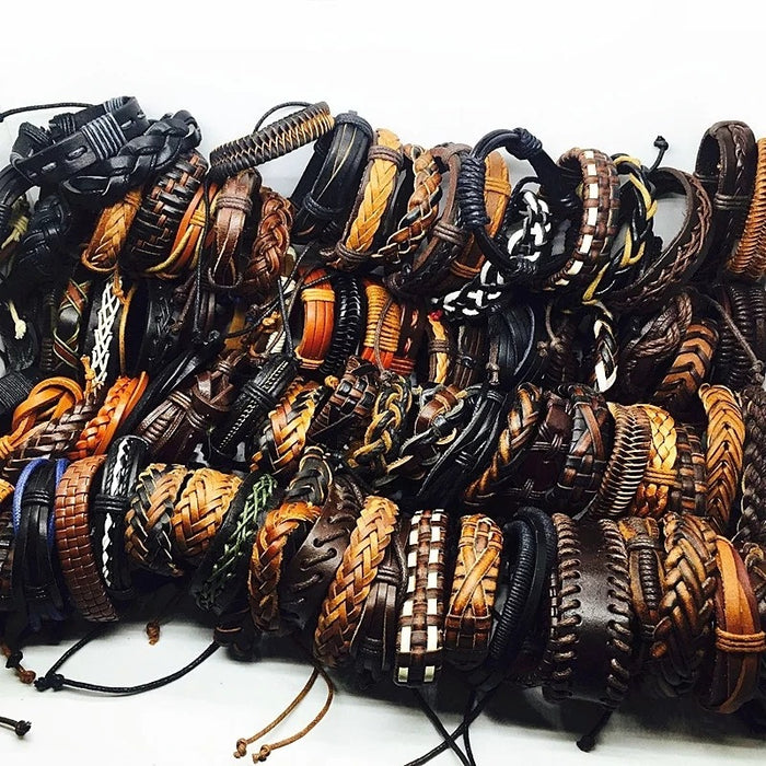 Wholesale Mixed Color Hand Braided Leather Bracelet JDC-BT-BaB018