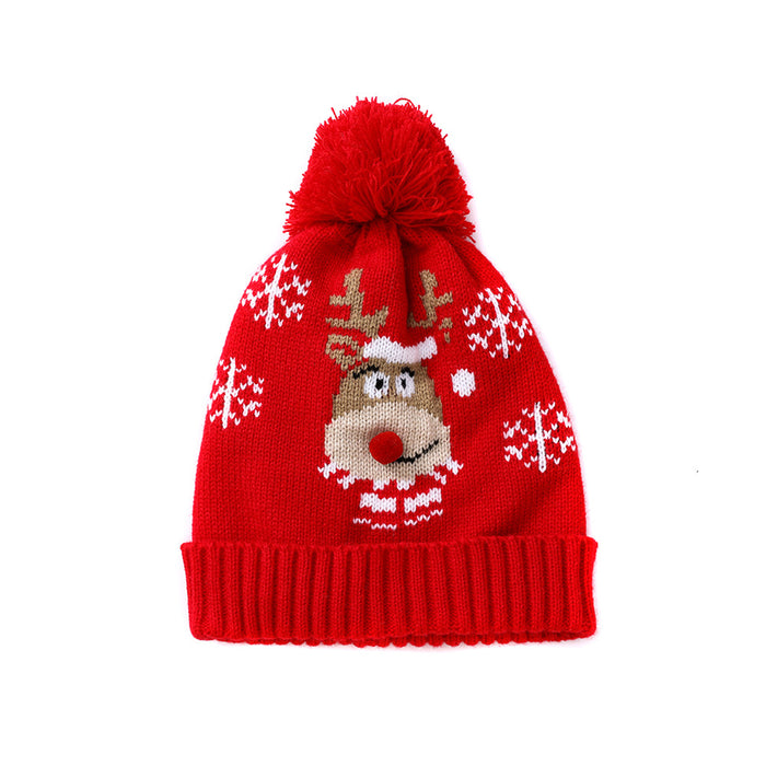 Wholesale Hat Acrylic Christmas Children Cute Fawn Snowflake Knitted Sweater Hat JDC-FH-LvZhe005