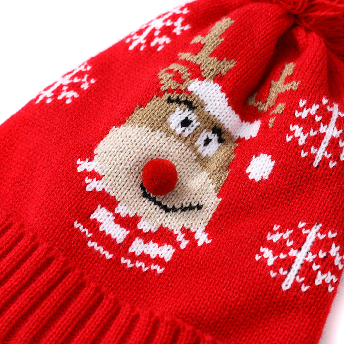 Wholesale Hat Acrylic Christmas Children Cute Fawn Snowflake Knitted Sweater Hat JDC-FH-LvZhe005