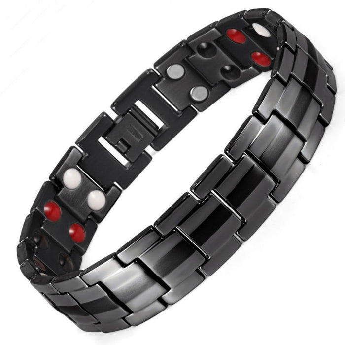 Wholesale Alloy Double Row Magnet Bracelet Black Men's Bracelet JDC-BT-PuH002