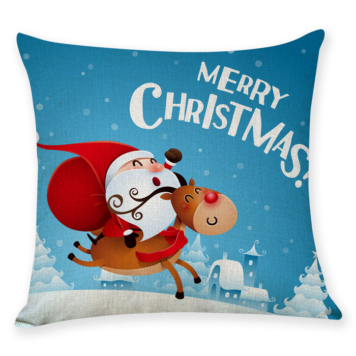 Wholesale Pillowcase Christmas Cartoon Printing Cotton Linen MOQ≥3 JDC-PW-Yuer002