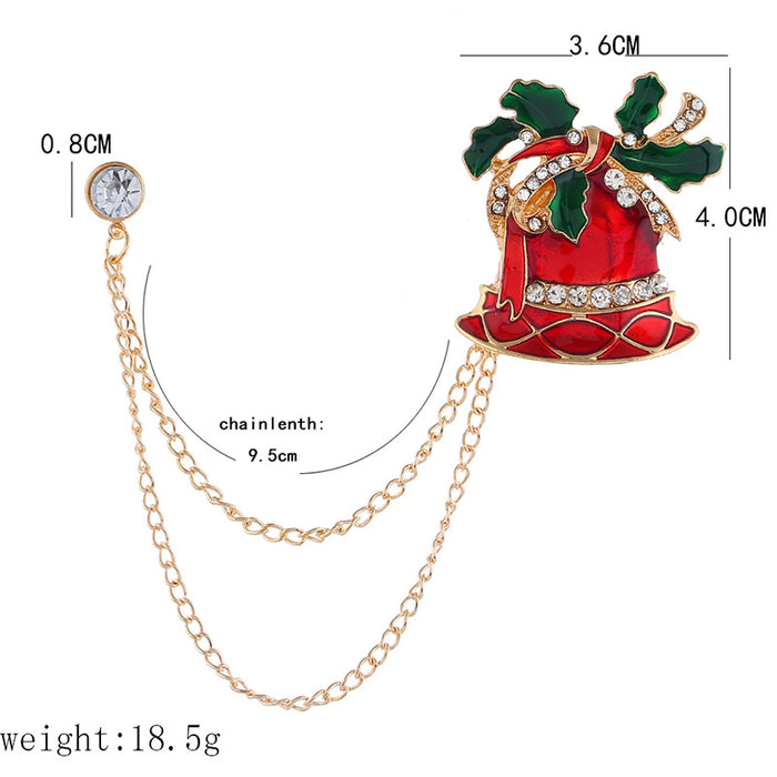 Wholesale Brooch Alloy Christmas Diamond Bells Double Layer Chain JDC-BC-MDD010