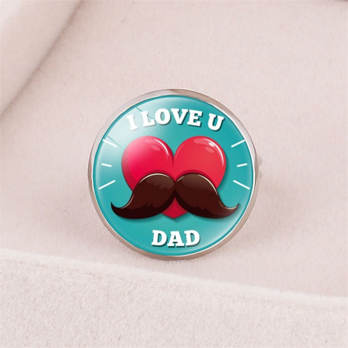 Fête des pères en gros Meilleur super papa I Love Papi Time Gemstone Glass Glass Ring JDC-RS-Dingx002