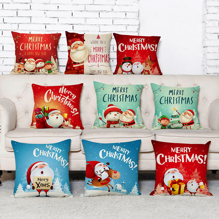 Wholesale Pillowcase Christmas Cartoon Printing Cotton Linen MOQ≥3 JDC-PW-Yuer002
