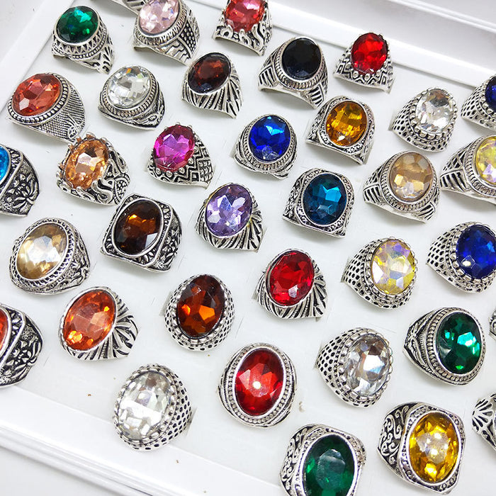 Jewelry WholesaleWholesale Random Glass Crystal Gemstone Alloy Ring JDC-RS-KuaH011 Rings 跨海 %variant_option1% %variant_option2% %variant_option3%  Factory Price JoyasDeChina Joyas De China