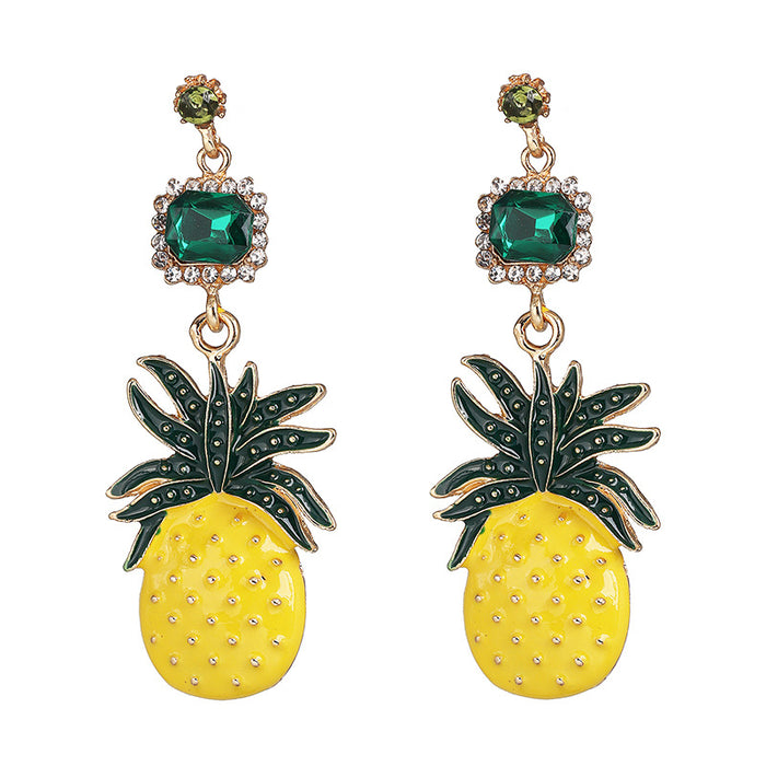 Wholesale fruit pineapple earrings with diamond personality JDC-ES-jj404