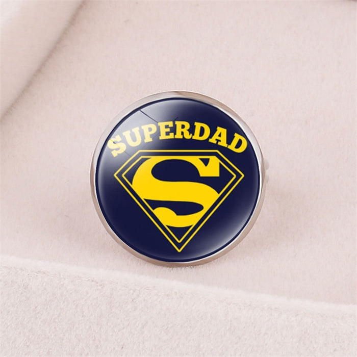 Día del padre al por mayor mejor Super Dad Me encanta el anillo de vidrio Gemstone de Papi JDC-RS-GINEX002