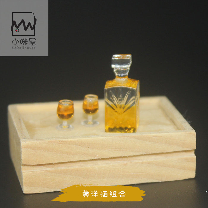 Wholesale Miniature Mini Wine Glass Resin Imitation Wine Bottle Combination MOQ≥3 JDC-FT-XMW001