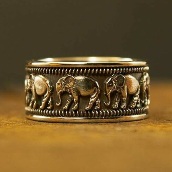 Wholesale Elephant Alloy Ring MOQ≥2 JDC-RS-ZhuY001