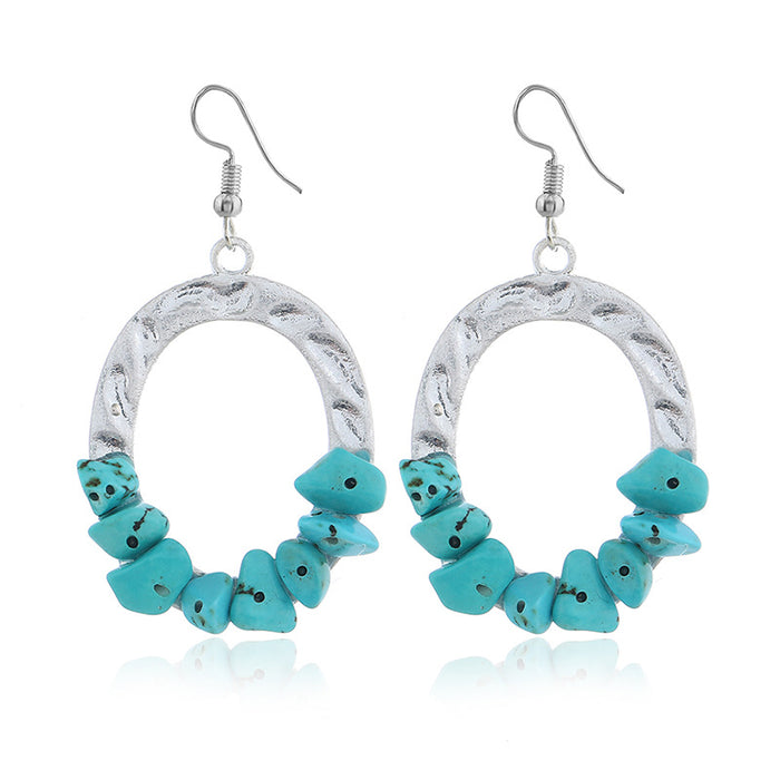 Wholesale Earrings Plastic Exaggerated Long Irregular Turquoise MOQ≥2 JDC-ES-KaiQ053