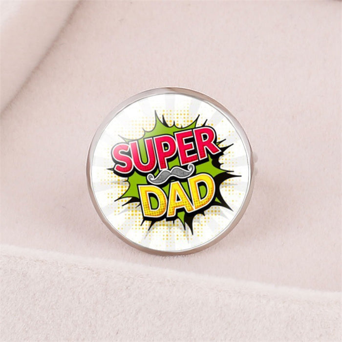 Fête des pères en gros Meilleur super papa I Love Papi Time Gemstone Glass Glass Ring JDC-RS-Dingx002