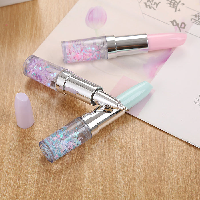 Wholesale Ballpoint Pen Plastic Lipstick Modeling Quicksand Powder Signature Pen JDC-BP-Liuj029