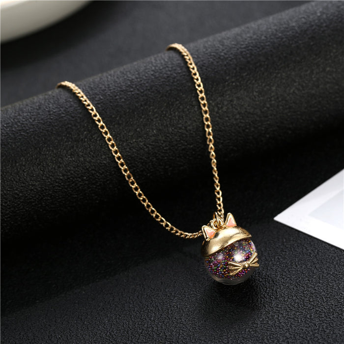 Wholesale Necklace Crystal Cute cat pendant Choker necklace MOQ≥2 JDC-NE-ZhuJ013