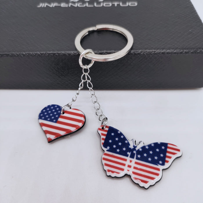 Wholesale 4th of July American Flag Acrylic Independence Day Keychain MOQ≥2 JDC-KC-DanS001