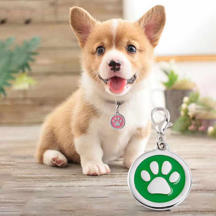 Wholesale letterable circular footprint pendant dog brand cat dog paw pet supplies anti-lost pendant MOQ≥2 JDC-KC-HanL002