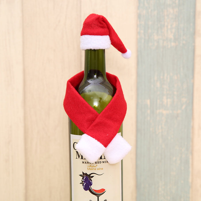 Wholesale Christmas Non Woven Scarf Hat Wine Bottle Decoration 10pcs JDC-DCN-GangL009