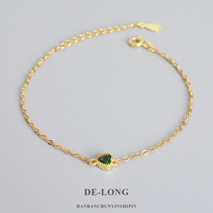 Wholesale Bracelet Silver Emerald Heart Bracelet JDC-BT-DeLon008