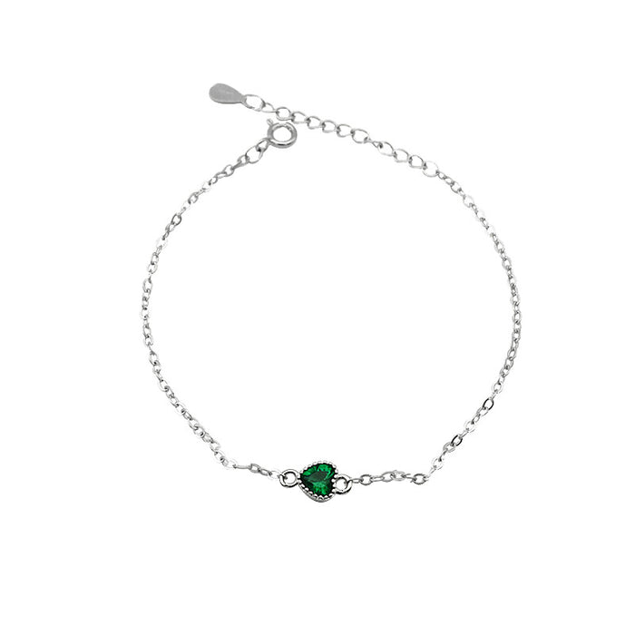 Wholesale Bracelet Silver Emerald Heart Bracelet JDC-BT-DeLon008