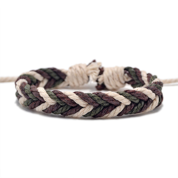 Wholesale Hand Woven Cotton Linen Chevron Bracelet MOQ≥2 JDC-BT-QianY002