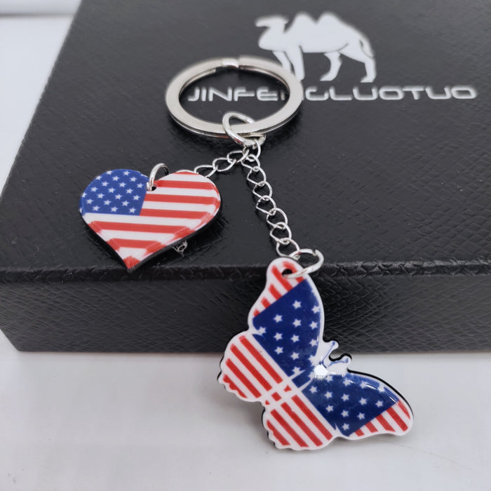 Wholesale 4th of July American Flag Acrylic Independence Day Keychain MOQ≥2 JDC-KC-DanS001