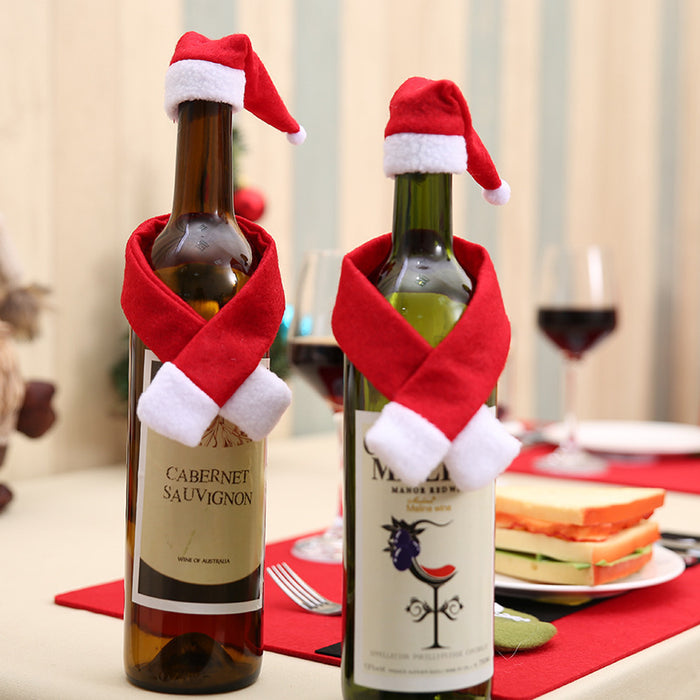 Decoración de botellas de vino de bufanda no tejida de Navidad al por mayor 10pcs JDC-DCN-Gangl009