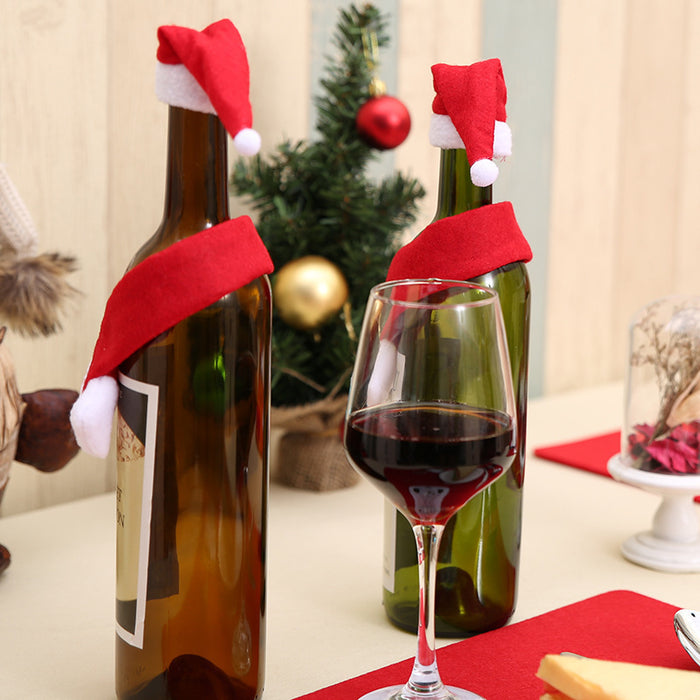 Decoración de botellas de vino de bufanda no tejida de Navidad al por mayor 10pcs JDC-DCN-Gangl009